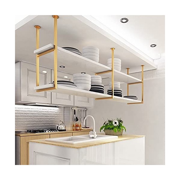 Casiers à vin autoportants Armoires Porte-bouteilles mural Casier à vin Étagère flottante suspendue au plafond à 2 niveaux Ca