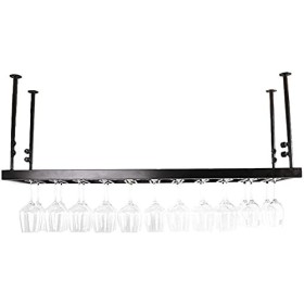 EVXOIJMS Casier à vin Suspendu avec Support en Verre et étagère, Grand casier à Verre, Bar à lenvers, Style européen, Salon,