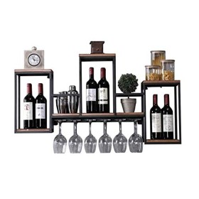 Casier à vin sur pied nordique créatif en fer, étagère murale en verre, armoire suspendue pour restaurant, bar, bois massif, 