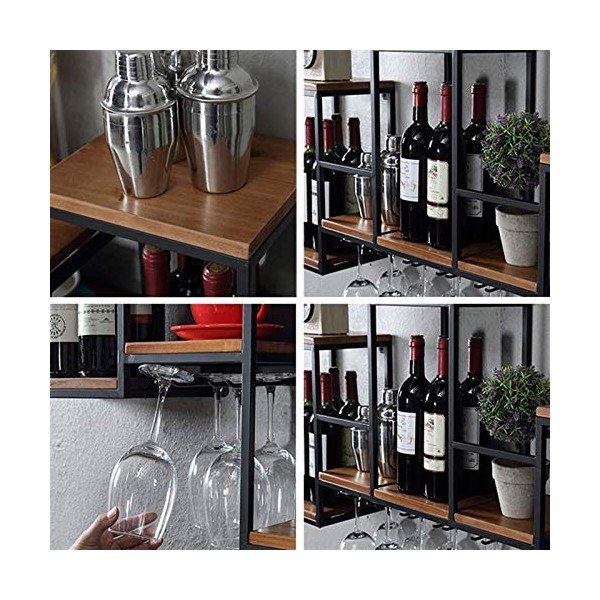 Casier à vin sur pied nordique créatif en fer, étagère murale en verre, armoire suspendue pour restaurant, bar, bois massif, 