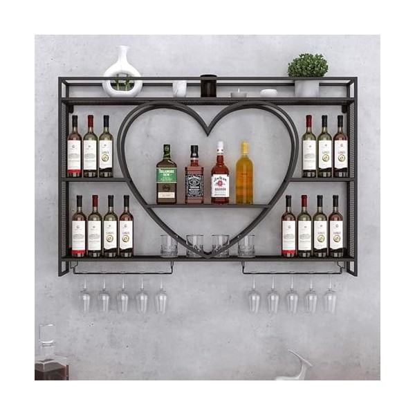 Casier À Vin Mural À LED, Support Industriel en Métal pour Bouteilles De Vin Etagère pour Bouteilles De Liqueur pour La Décor