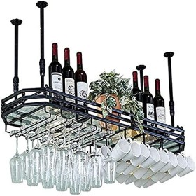 ELzEy Casier à vin, casier à vin Suspendu réglable en Hauteur, casier à vin de comptoir de Bar, casier à gobelet inversé, Gar