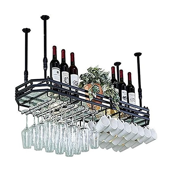 ELzEy Casier à vin, casier à vin Suspendu réglable en Hauteur, casier à vin de comptoir de Bar, casier à gobelet inversé, Gar