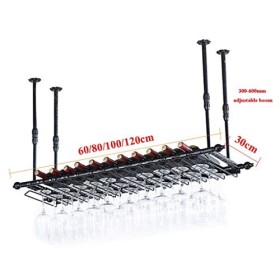 Porte-Bouteille de vinCasier à vin en métal, casier à Verres à vin Suspendu avec Auge à Bouteilles de vin, Hauteur réglable 3