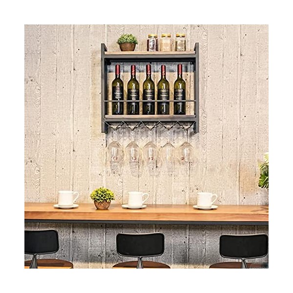 Casier À Vin Casier À Vin Mural Étagère Multifonctionnelle en Métal Support De Rangement Supports À Verres À Vin Suspendus À 