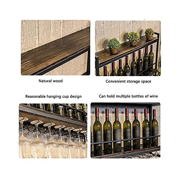 Casier À Vin Casier À Vin Mural Étagère Multifonctionnelle en Métal Support De Rangement Supports À Verres À Vin Suspendus À 