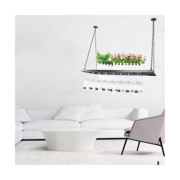 Cadre de Verre à vin en Verre Casier à vin Suspendu avec Support et étagère en Verre à vin, Support à Verre à vin pour Bar au