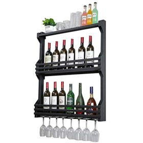 Cadre de verre à vin en verre Casier à vin mural en fer, présentoir multifonctionnel de cuisine de restaurant, support de déc