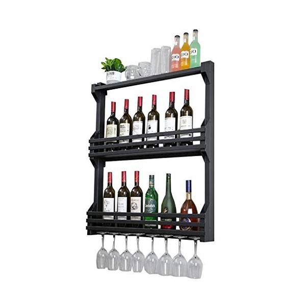 Cadre de verre à vin en verre Casier à vin mural en fer, présentoir multifonctionnel de cuisine de restaurant, support de déc