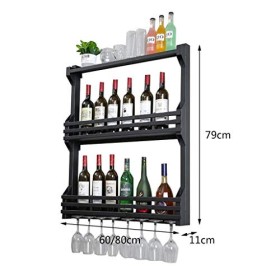 Cadre de verre à vin en verre Casier à vin mural en fer, présentoir multifonctionnel de cuisine de restaurant, support de déc