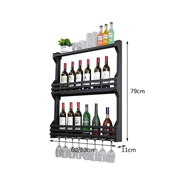 Cadre de verre à vin en verre Casier à vin mural en fer, présentoir multifonctionnel de cuisine de restaurant, support de déc