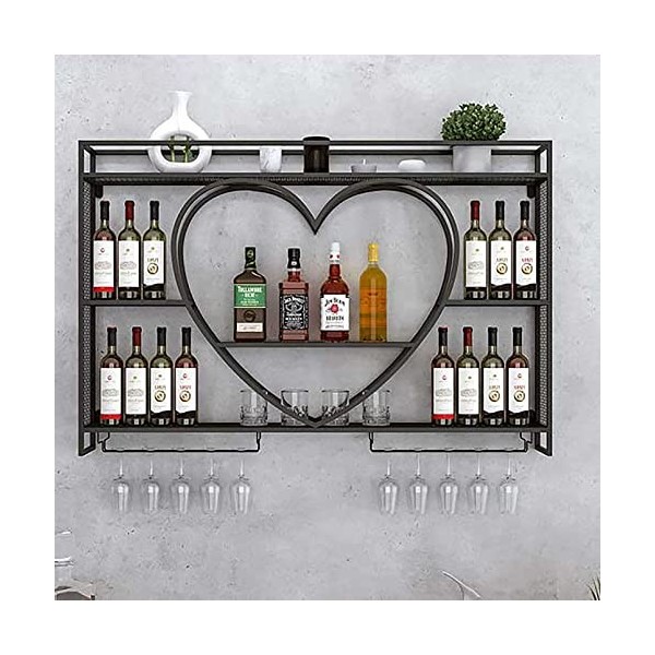 Casier à Bouteilles de vin en métal – Casier à vin Mural Moderne pour Bar, Salon, Restaurant – Présentoir en Verre en Fer ave