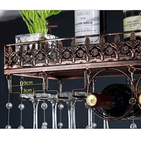 Cadre de Verre à vin en Verre Casier à vin en Fer au Plafond, casier à Verre à vin, Hauteur réglable, présentoir à vin pour B