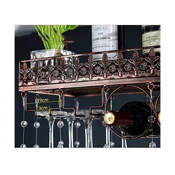 Cadre de Verre à vin en Verre Casier à vin en Fer au Plafond, casier à Verre à vin, Hauteur réglable, présentoir à vin pour B