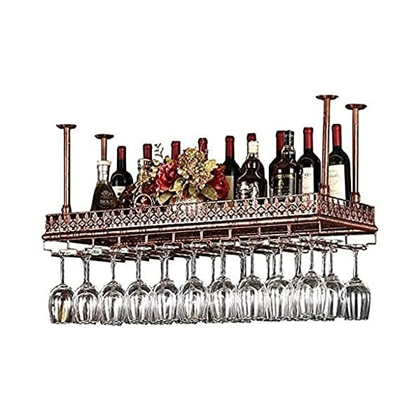 Casier à vin Casier à vin de plafond, bar, restaurant, suspendu, casier à verres à vin, étagère de rangement en fer, gobelets