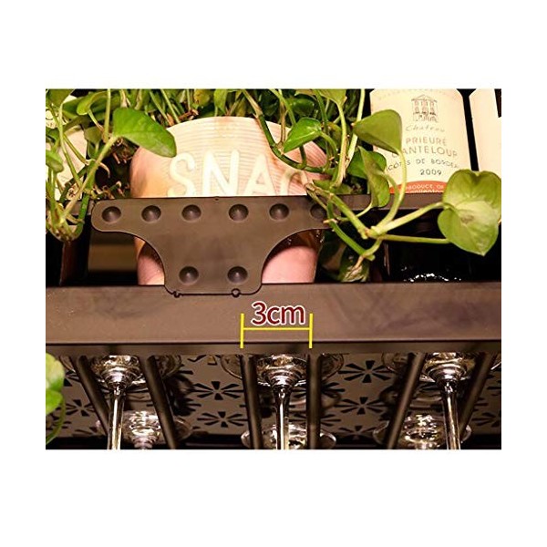 Cadre de Verre à vin en Verre Casier à vin en métal au Plafond, Porte-gobelet Suspendu, Hauteur réglable, comptoir de Bar, ca