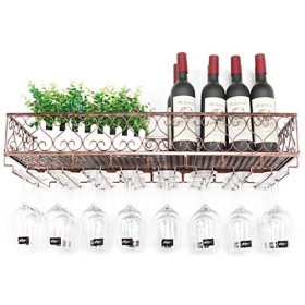 Cadre de Verre à vin en Verre Casier à vin Mural en métal, Salle à Manger et Cuisine, présentoir Multifonctionnel pour casier