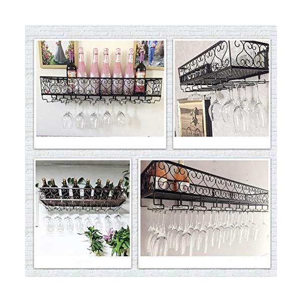 Cadre de Verre à vin en Verre Casier à vin Mural en métal, Salle à Manger et Cuisine, présentoir Multifonctionnel pour casier
