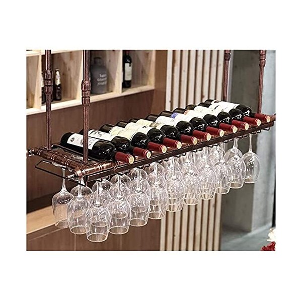 Porte-Bouteille de vin casier à vin Suspendu avec Support en Verre et étagère, présentoir Suspendu, casier à Verres à vin de 