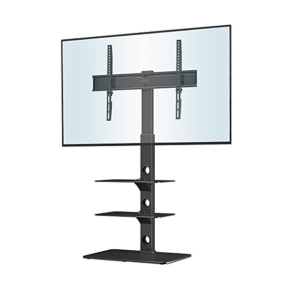 BONTEC Support TV Pied de Sol pour Téléviseurs Incurvés Plats LED LCD 30-70 Pouces jusquà 40 kg, Réglable en Hauteur avec Et