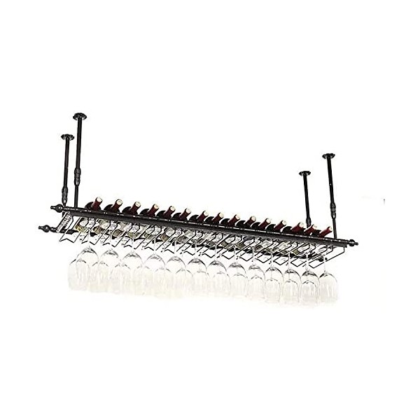 Porte-Bouteille de vin casier à vin Suspendu avec Support en Verre et étagère, présentoir Suspendu, casier à Verres à vin de 