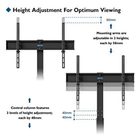 BONTEC Support TV Pied de Sol pour Téléviseurs Incurvés Plats LED LCD 30-70 Pouces jusquà 40 kg, Réglable en Hauteur avec Et