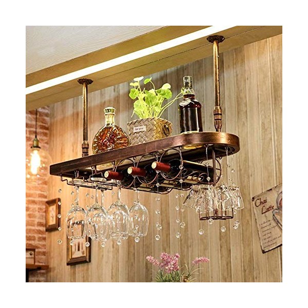 PJQUEKAIPJ Casier à vin Accueil Support Rouge Support de Verre à Vin Restaurant Bar Suspension Multifonction Étagères Porte-g