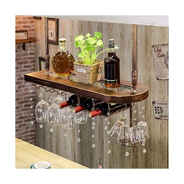 PJQUEKAIPJ Casier à vin Accueil Support Rouge Support de Verre à Vin Restaurant Bar Suspension Multifonction Étagères Porte-g