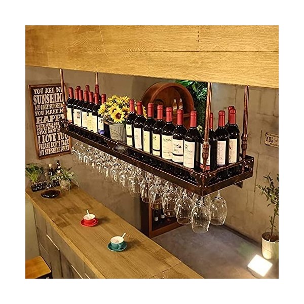 ELzEy Porte-Bouteille Étagère À Vin Casiers À Vin Casier À Vin Suspendu Tasse À Vin Rouge À lenvers Porte-Verre Home Bar Pla