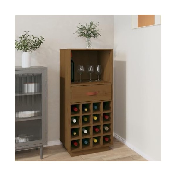 AUUIJKJF Armoires & Rangement Meuble à Vin Bois Massif Pin Miel 45x34x100cm