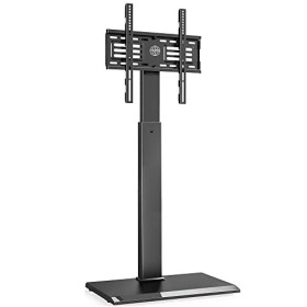 FITUEYES Meuble TV au Sol avec Base en Fer pour Téléviseur de 27à 55 Pouce Ecran LED LCD Plasma Pivotant Réglable en Hauteur 