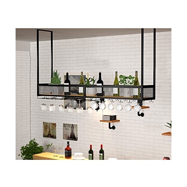 Casier à vin Casier à vin, support de verre à vin de bar à la maison en fer forgé, support de verre à vin à lenvers, support