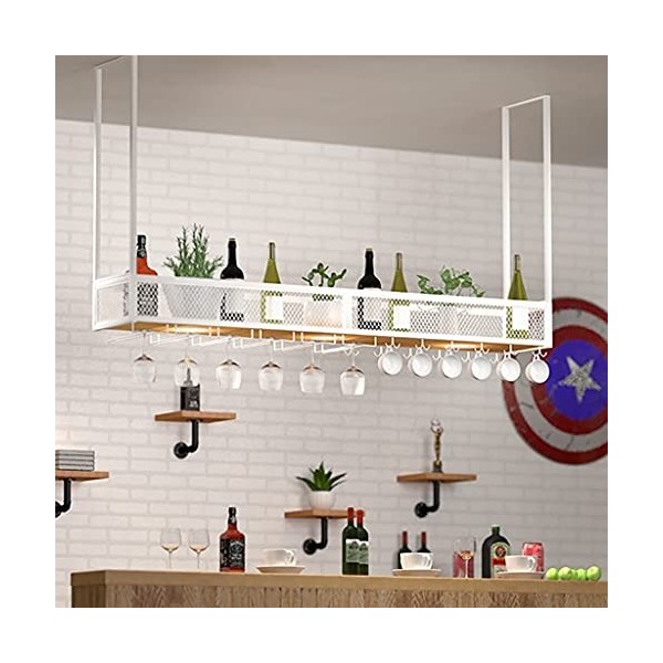 Casier à vin Casier à vin, support de verre à vin de bar à la maison en fer forgé, support de verre à vin à lenvers, support