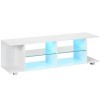 HOMCOM Meuble Banc TV sur Pieds avec lumières LED - 2 étagères en Verre trempé pour télévision jusquà 60 Pouces Style Contem