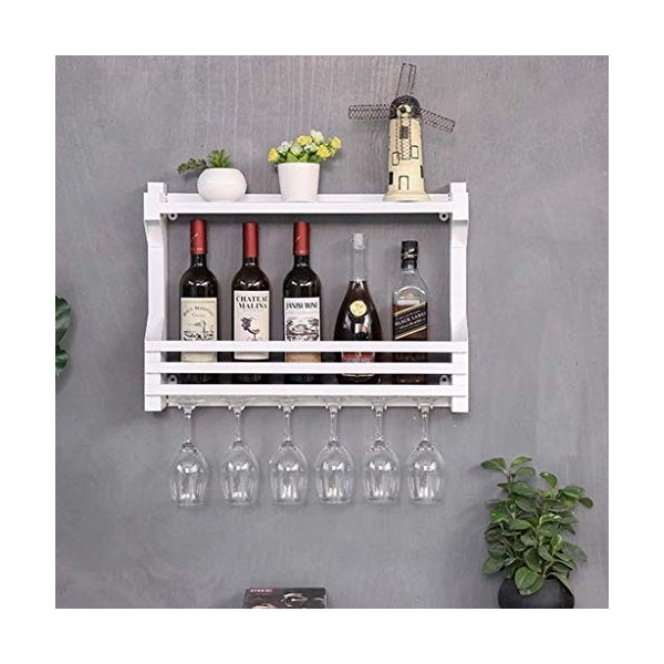 Casier à vin Support mural pour verre à vin, étagère murale en métal, support de rangement pour bouteille de vin, armoire à v