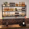 Casier À Vin Mural À LED, Présentoir À Vin Mural en Métal Etagères Murales Flottantes pour Le Vin Étagères Flottantes pour Ba
