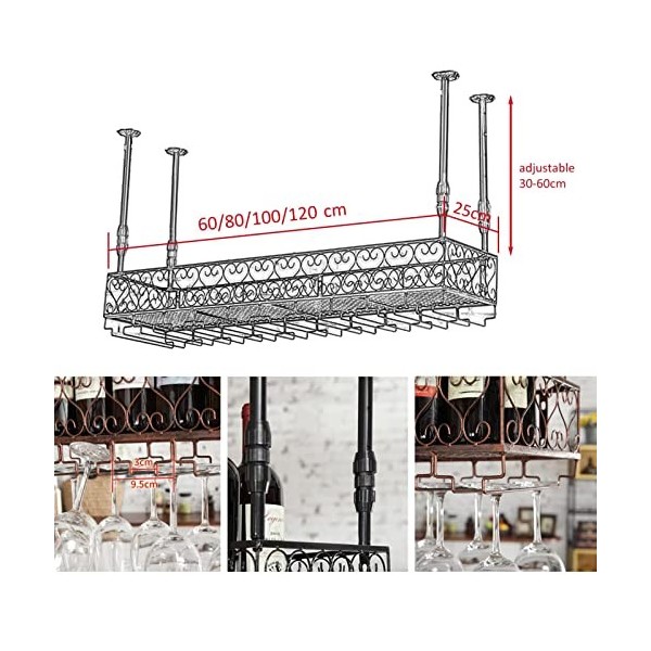 Casier à vin de Plafond, casier à Bouteilles de vin Vintage, casier à vin Mural, étagère Flottante, casier à Verres à vin Sus