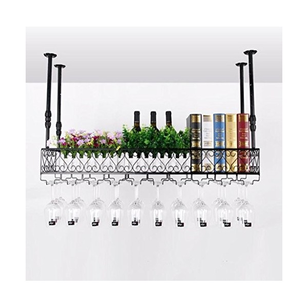 Cadre de Verre à vin en Verre Casier à vin en Fer forgé de Style Industriel rétro/casier à vin Suspendu/Bars à vin, Bar Salon