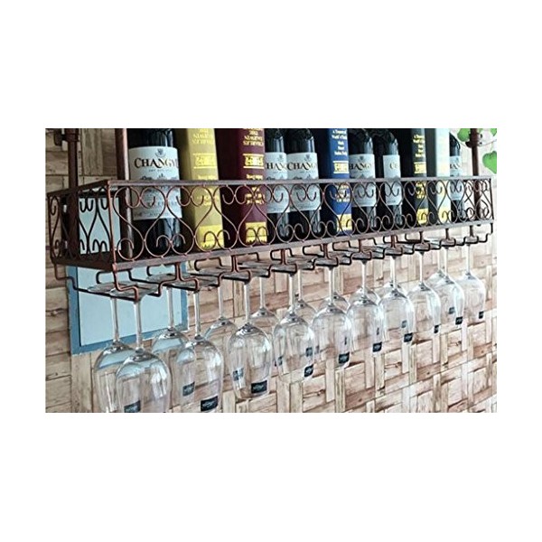 Cadre de Verre à vin en Verre Casier à vin en Fer forgé de Style Industriel rétro/casier à vin Suspendu/Bars à vin, Bar Salon