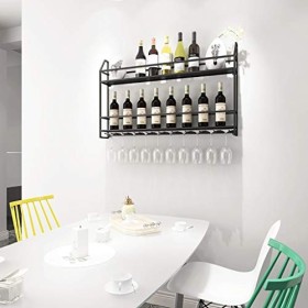 Cadre de verre à vin en verre Casier à vin mural en fer, présentoir multifonctionnel de cuisine de restaurant, support de déc