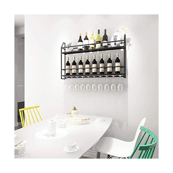 Cadre de verre à vin en verre Casier à vin mural en fer, présentoir multifonctionnel de cuisine de restaurant, support de déc