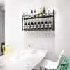 Cadre de verre à vin en verre Casier à vin mural en fer, présentoir multifonctionnel de cuisine de restaurant, support de déc