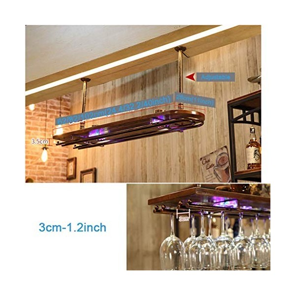 Casier à vin, casier à vin de plafond à hauteur réglable, support mural suspendu pour bouteille de vin, support en métal et e