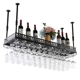 Cadre de Verre à vin en Verre Casier à vin Suspendu, casier à Verre à vin, Hauteur et espacement réglables, casier à vin au P