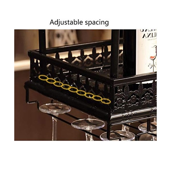 Cadre de Verre à vin en Verre Casier à vin Suspendu, casier à Verre à vin, Hauteur et espacement réglables, casier à vin au P