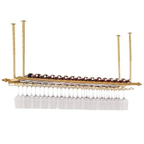 Cadre de verre à vin en verre Casier à vin dart de fer de plafond, hauteur et espacement réglables, casier à vin multifoncti