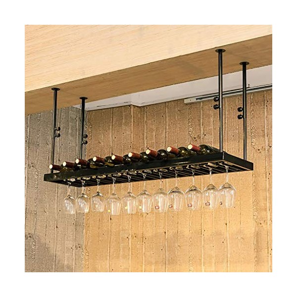 Cadre de verre à vin en verre Casier à vin suspendu, casier à verre à vin, hauteur réglable, support de décoration de casier 