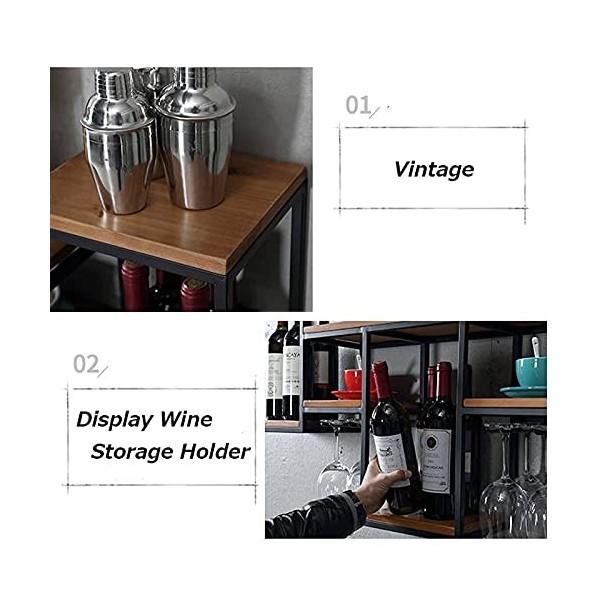 Casier à vin Mural Casier à vin Étagère Murale en Bois Massif Style Industriel Présentoir de Restaurant Armoire à Vin Suspend