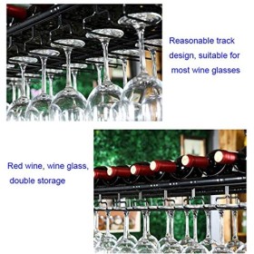 Cadre de Verre à vin en Verre Casier à vin Suspendu, réglable en Hauteur, casier à Verre à vin, comptoir de Bar/présentoir à 