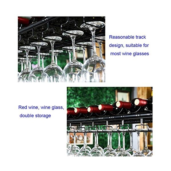 Cadre de Verre à vin en Verre Casier à vin Suspendu, réglable en Hauteur, casier à Verre à vin, comptoir de Bar/présentoir à 